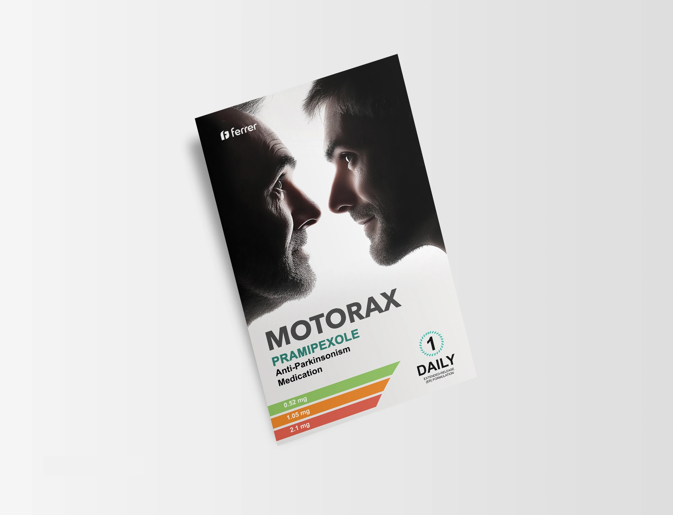 Motorax notebook poster showing two male portraits facing each other above black typography and coloured bars