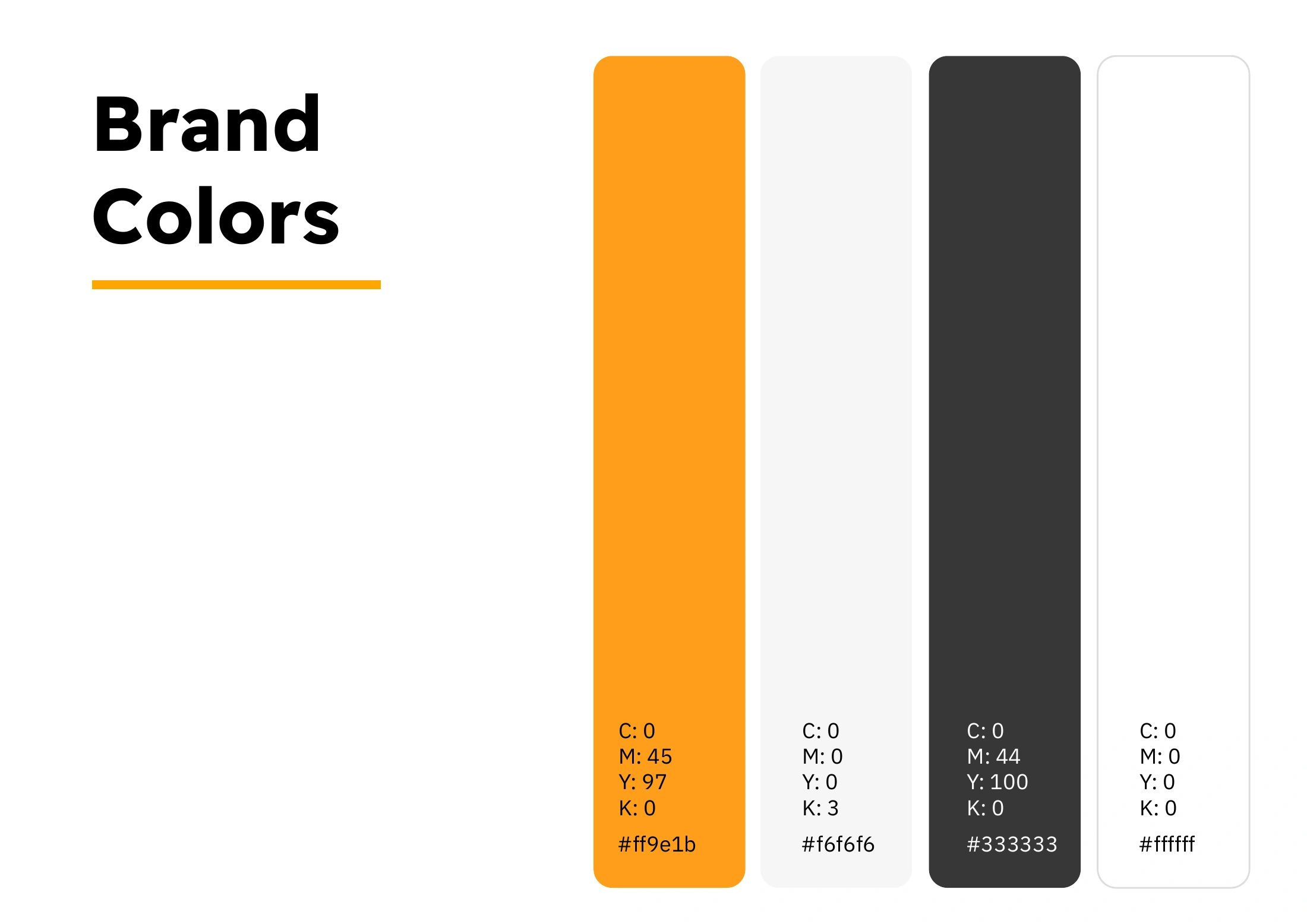 Qi Hawala colour palette showing orange, soft grey, charcoal and white